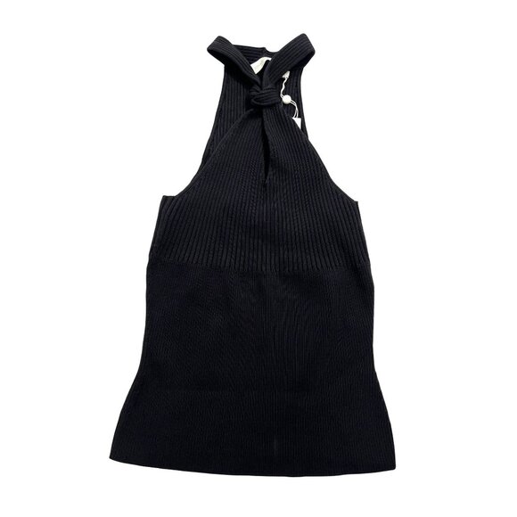 Jonathan Simkhai Andrea Knotted Ribbed-Knit Top in Black - Picture 1 of 5
